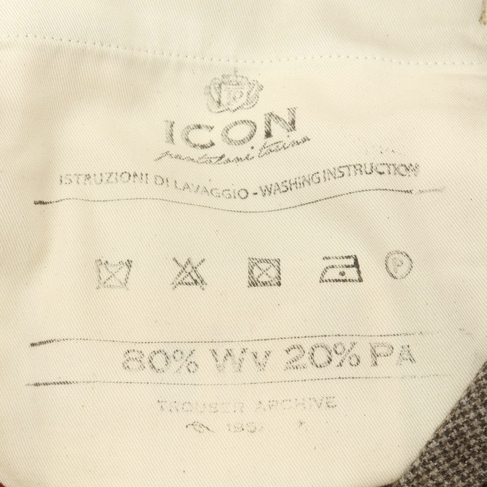 【中古】アイコン ICON ウールナイロン ハウンドトゥース カジュアルスラックスパンツ ダークブラウンxグレージュ【サイズ44】【 状態ランクB 】【 メンズ 】