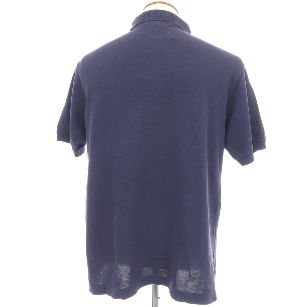 【中古】ラコステ LACOSTE 90’s初期 コットン 鹿の子 半袖ポロシャツ ネイビー【サイズ4】【 状態ランクC 】【 メンズ 】