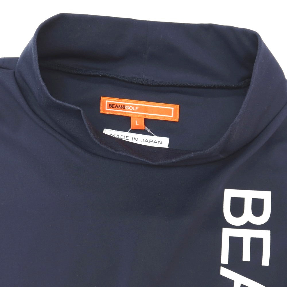 【中古】ビームス ゴルフ BEAMS GOLF ポリエステル モックネック 半袖Tシャツ ネイビー【サイズL】【 状態ランクC 】【 メンズ 】