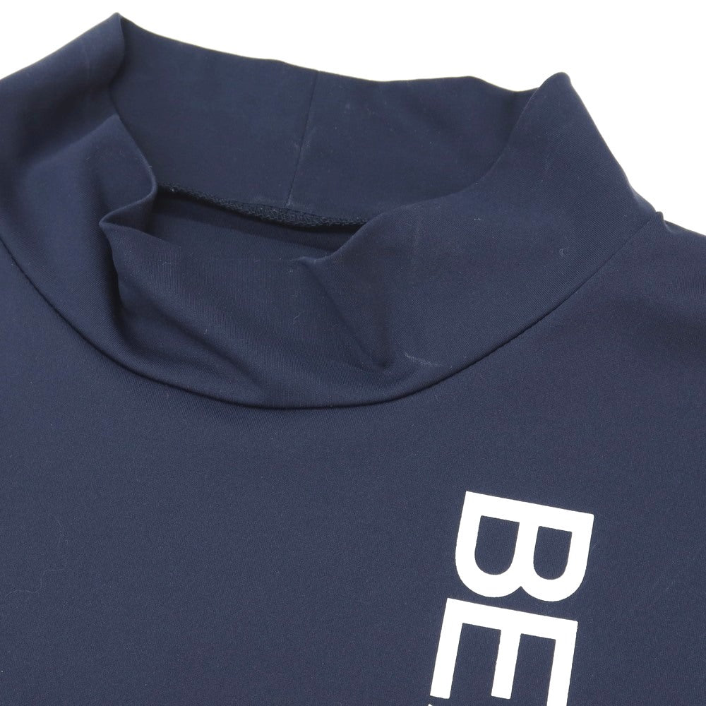 【中古】ビームス ゴルフ BEAMS GOLF ポリエステル モックネック 半袖Tシャツ ネイビー【サイズL】【 状態ランクC 】【 メンズ 】