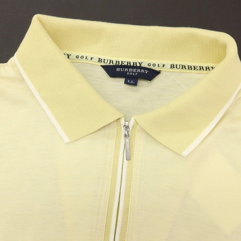 【中古】バーバリーゴルフ BURBERRY GOLF コットン ハーフジップ 半袖ポロシャツ ライトイエロー【サイズLL】【 状態ランクB 】【 メンズ 】