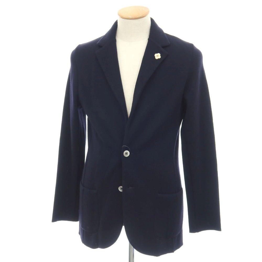 【中古】ラルディーニ LARDINI ウール 2つボタン ニットジャケット ネイビー【サイズS】【 状態ランクB 】【 メンズ 】