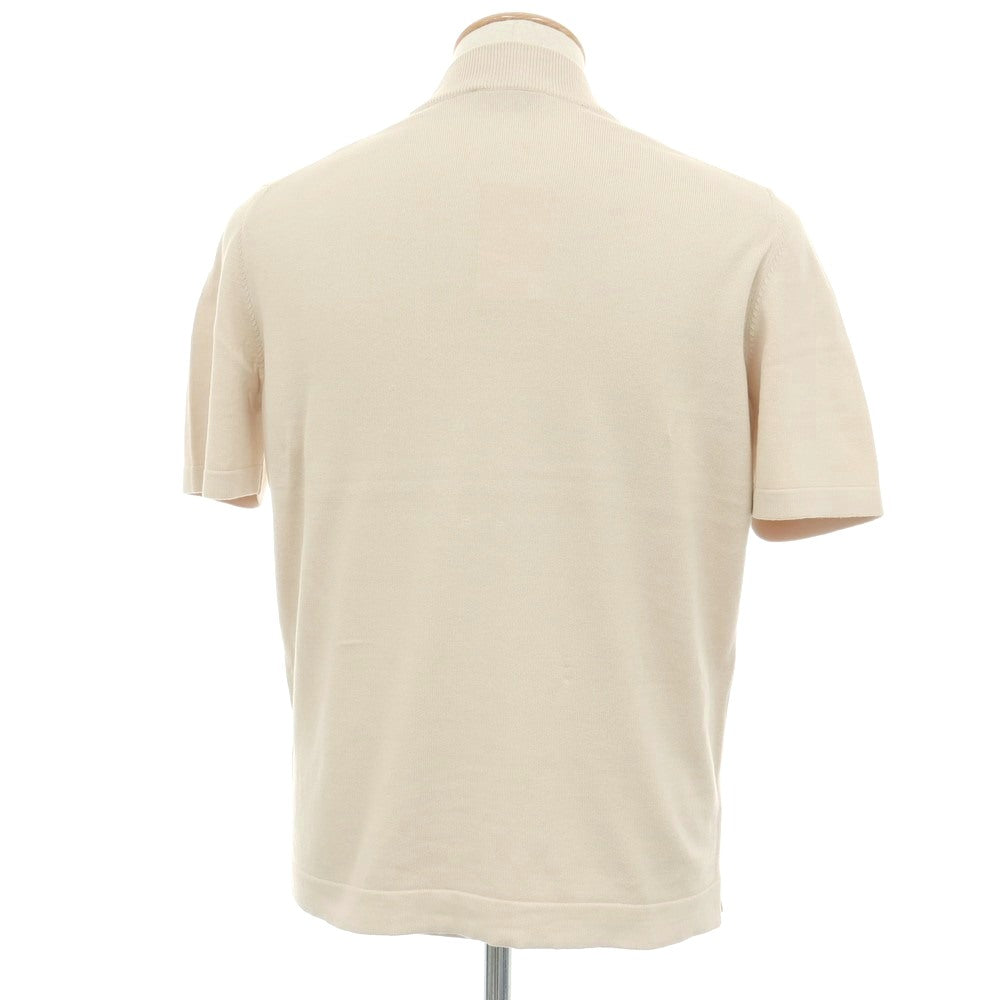 【中古】グランサッソ GRAN SASSO コットン モックネック 半袖 プルオーバーニット ベージュ【サイズ46】【 状態ランクB 】【 メンズ 】