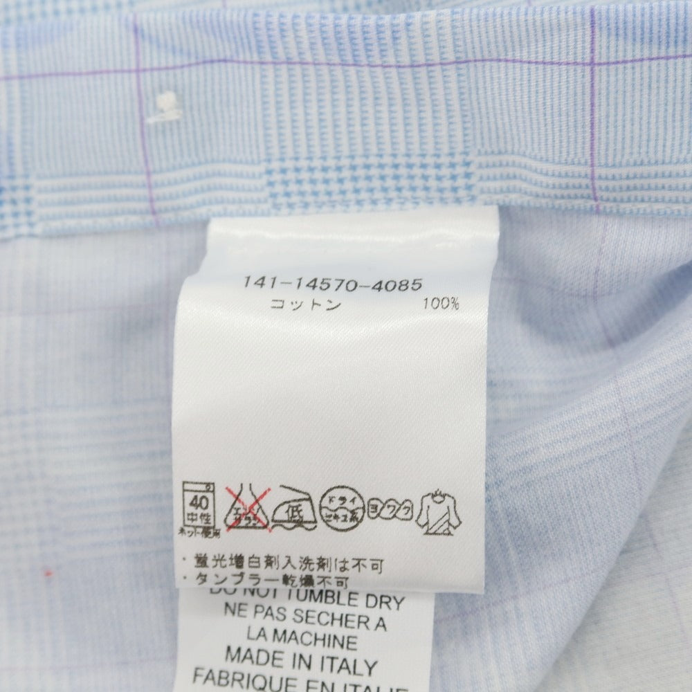 【中古】エトロ ETRO コットン チェック&花柄 プリント レギュラーカラー カジュアルシャツ ライトブルー【サイズ41】【 状態ランクB 】【 メンズ 】