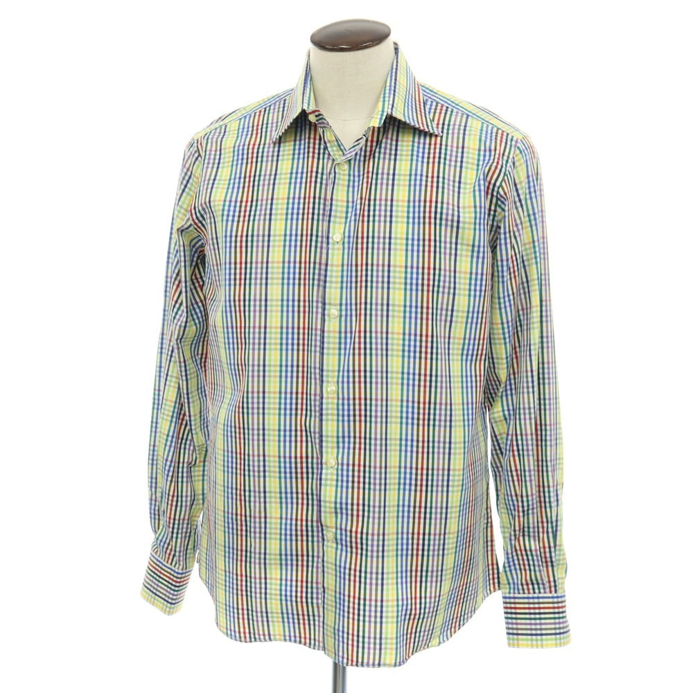 【中古】エトロ ETRO コットン チェック レギュラーカラー カジュアルシャツ マルチカラー【サイズ41】【 状態ランクB 】【 メンズ 】