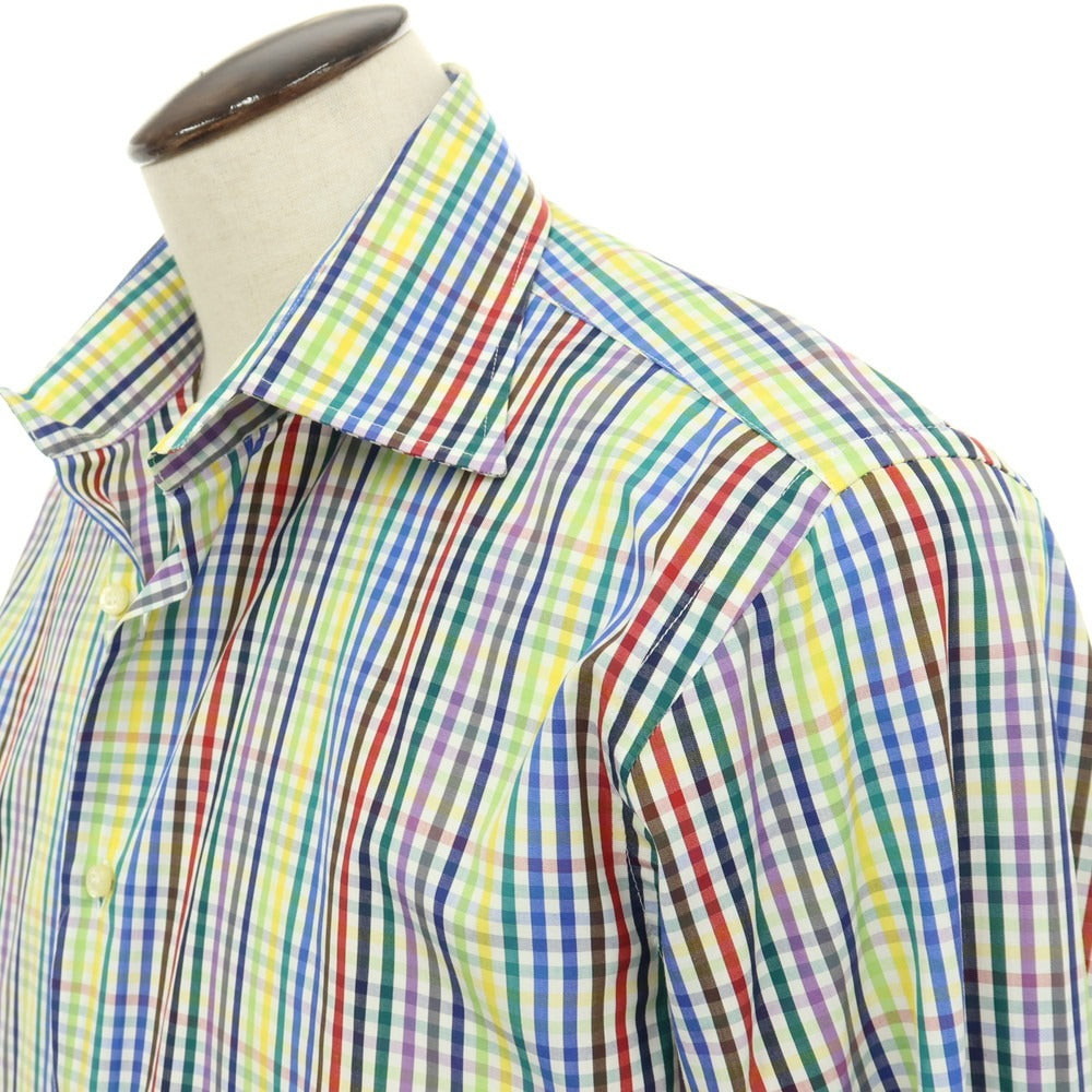 【中古】エトロ ETRO コットン チェック レギュラーカラー カジュアルシャツ マルチカラー【サイズ41】【 状態ランクB 】【 メンズ 】
