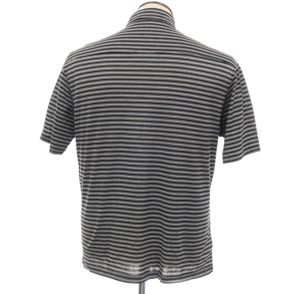 【中古】カナーリ CANALI コットン ボーダー 半袖ポロシャツ ブラックxホワイト【サイズ50】【 状態ランクB 】【 メンズ 】