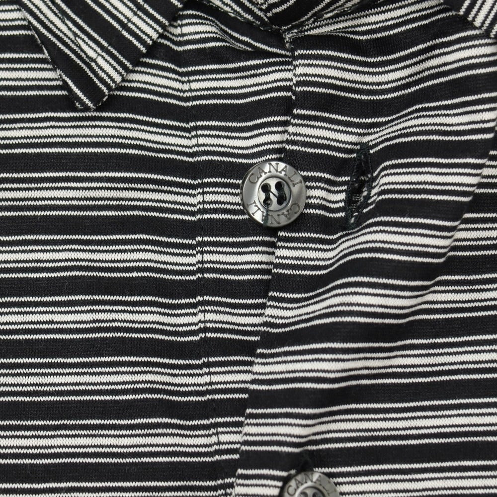 【中古】カナーリ CANALI コットン ボーダー 半袖ポロシャツ ブラックxホワイト【サイズ50】【 状態ランクB 】【 メンズ 】