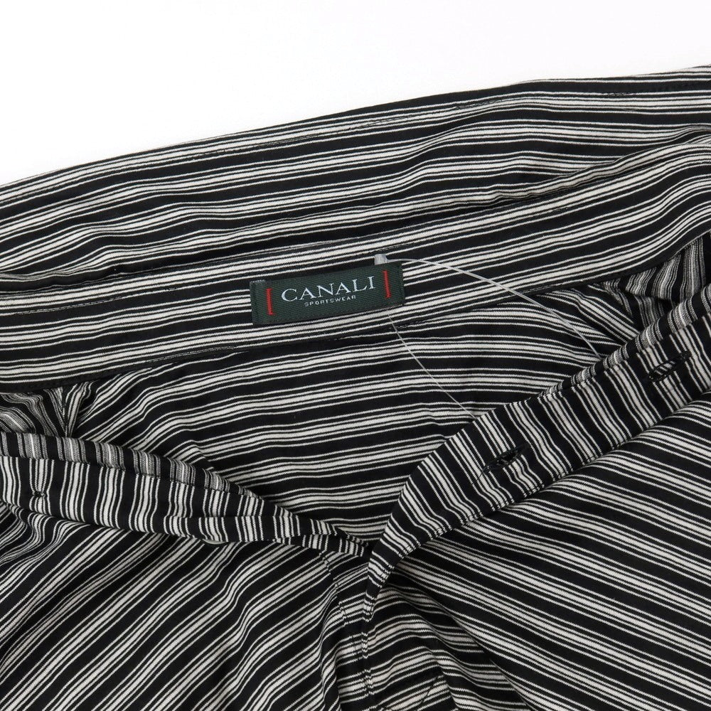 【中古】カナーリ CANALI コットン ボーダー 半袖ポロシャツ ブラックxホワイト【サイズ50】【 状態ランクB 】【 メンズ 】