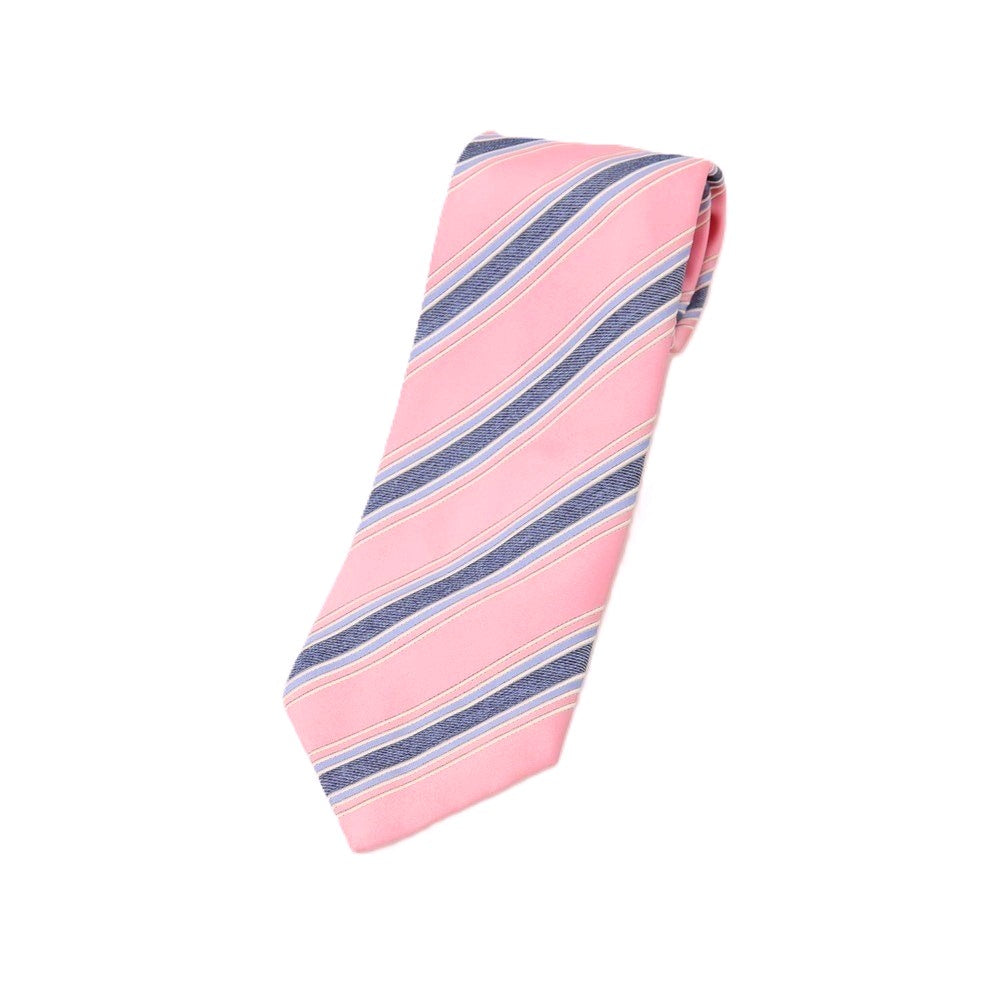 【中古】ティノコズマ TINO COSMA シルク系 ストライプ柄ネクタイ ピンクxブルー【 状態ランクB 】【 メンズ 】