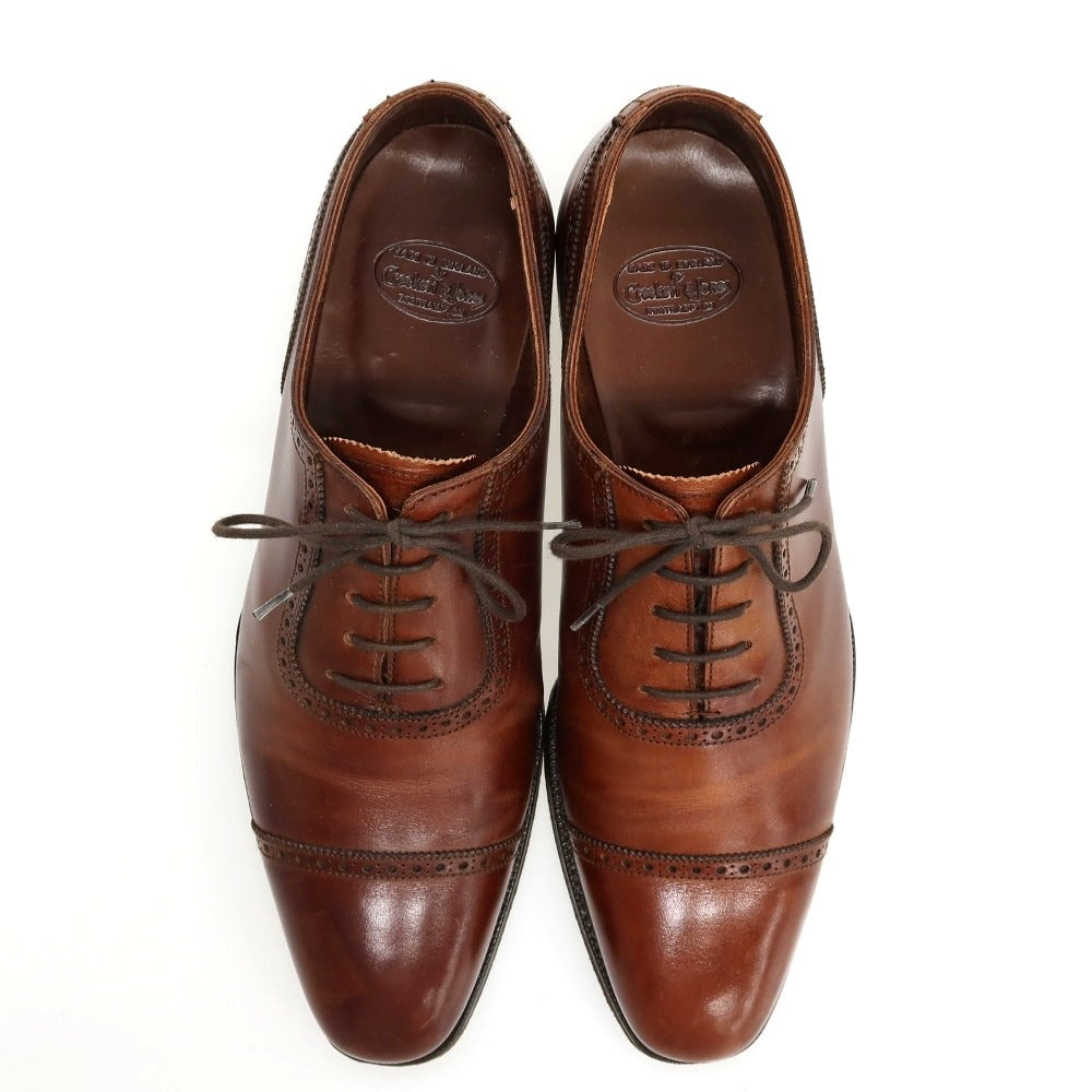 【中古】クロケットアンドジョーンズ CROCKETT&JONES ハンドグレード ALBANY カーフ ドレスシューズ ブラウン【サイズ7 1/2 D】【 状態ランクC 】【 メンズ 】