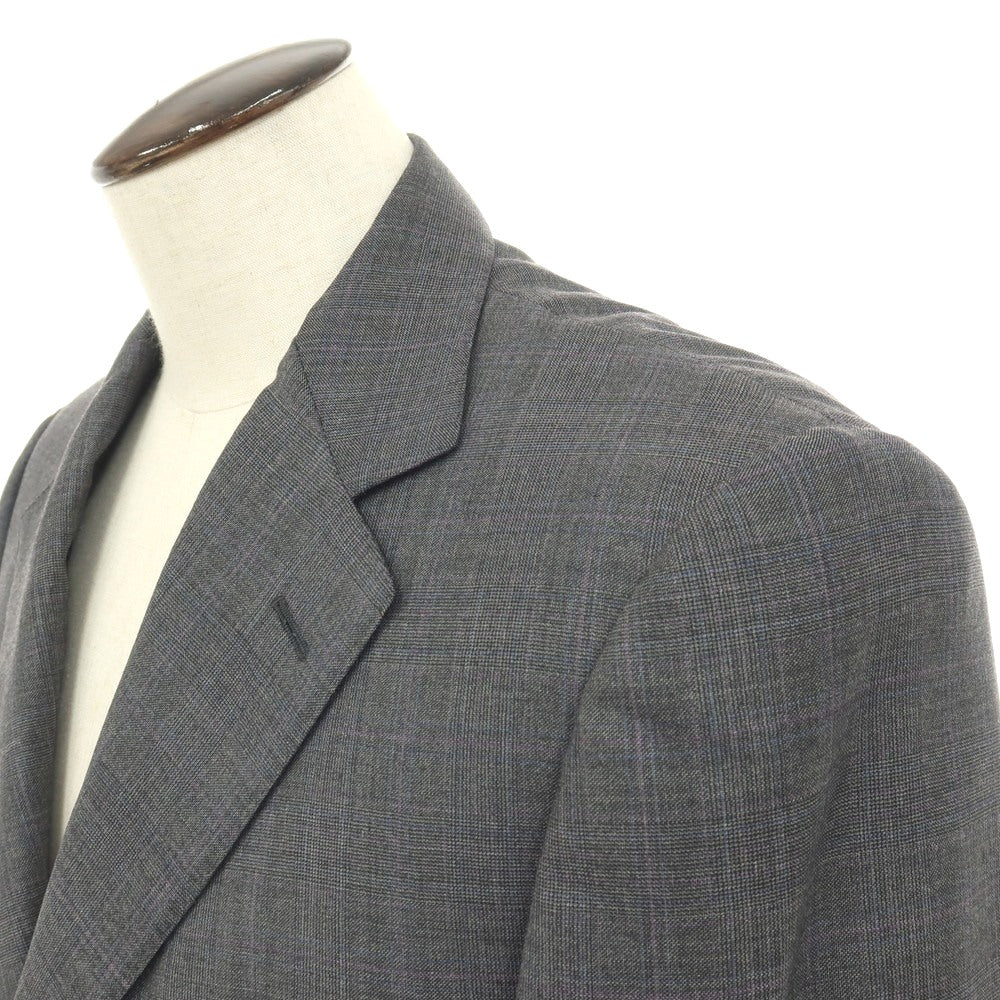 【中古】エルメネジルドゼニア Ermenegildo Zegna ウール チェック 3つボタンスーツ グレー系【サイズ52】【 状態ランクD 】【 メンズ 】