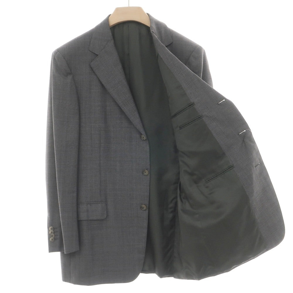 【中古】エルメネジルドゼニア Ermenegildo Zegna ウール チェック 3つボタンスーツ グレー系【サイズ52】【 状態ランクD 】【 メンズ 】