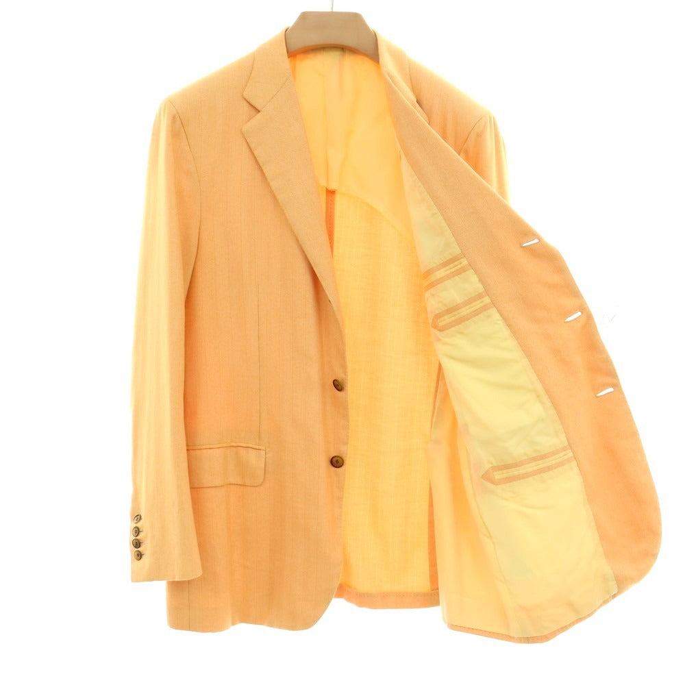 【中古】ブリオーニ Brioni コットン ヘリンボーン 3B テーラードジャケット オレンジ【サイズ50】【 状態ランクB 】【 メンズ 】