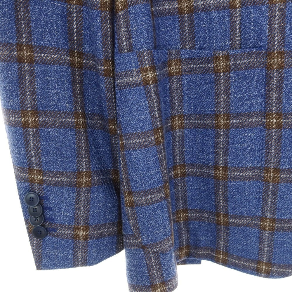 【中古】サルトリア ラトーレ SARTORIA LATORRE NIZZA ウールシルクリネン チェック 3B テーラードジャケット ブルーxブラウン【サイズ54】【 状態ランクB 】【 メンズ 】