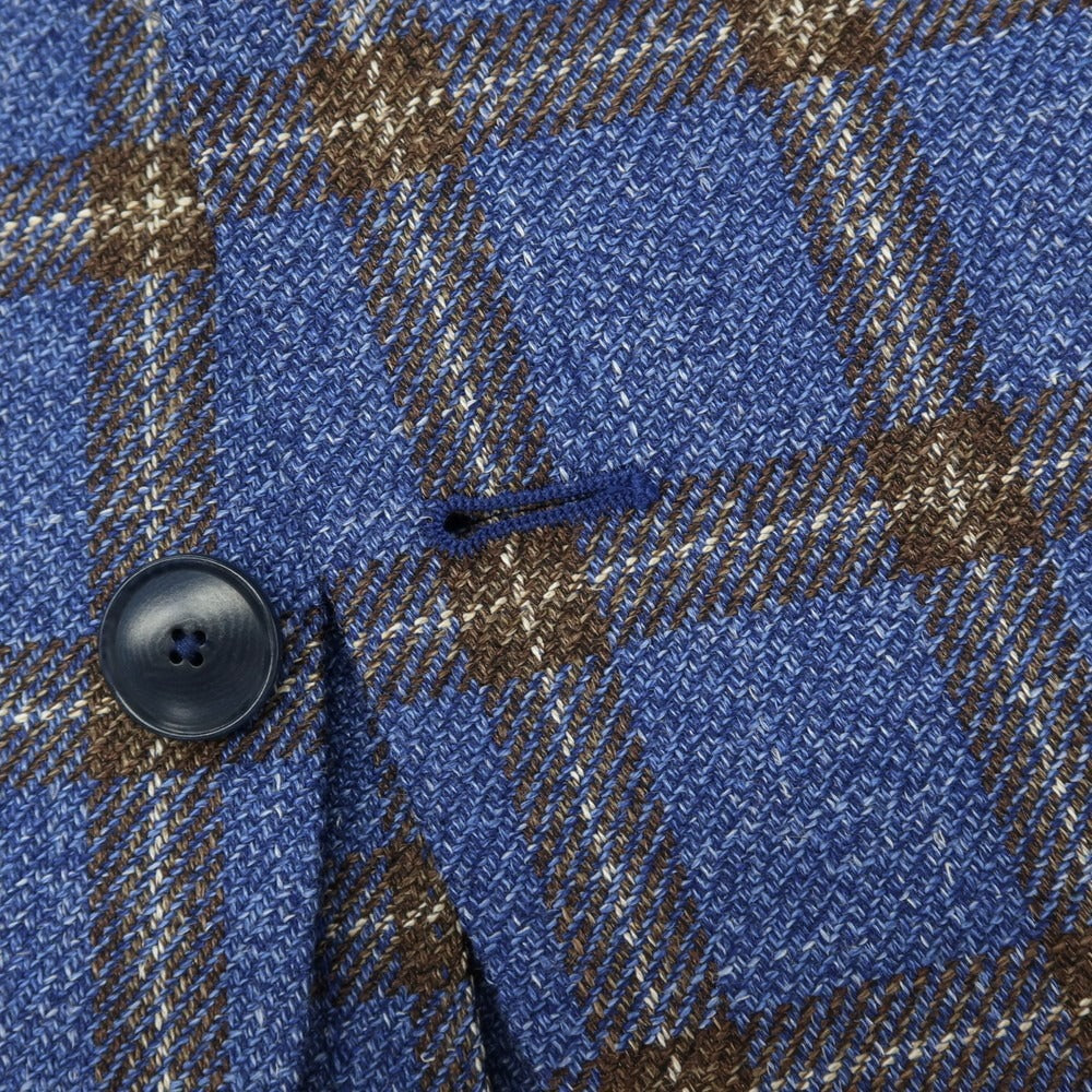 【中古】サルトリア ラトーレ SARTORIA LATORRE NIZZA ウールシルクリネン チェック 3B テーラードジャケット ブルーxブラウン【サイズ54】【 状態ランクB 】【 メンズ 】