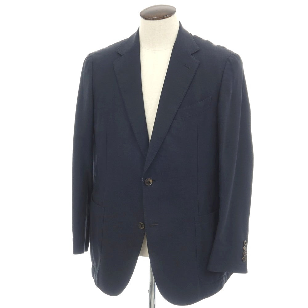 【中古】エルメネジルドゼニア Ermenegildo Zegna コットン 2つボタン テーラードジャケット ネイビー【サイズ52】【 状態ランクB 】【 メンズ 】
