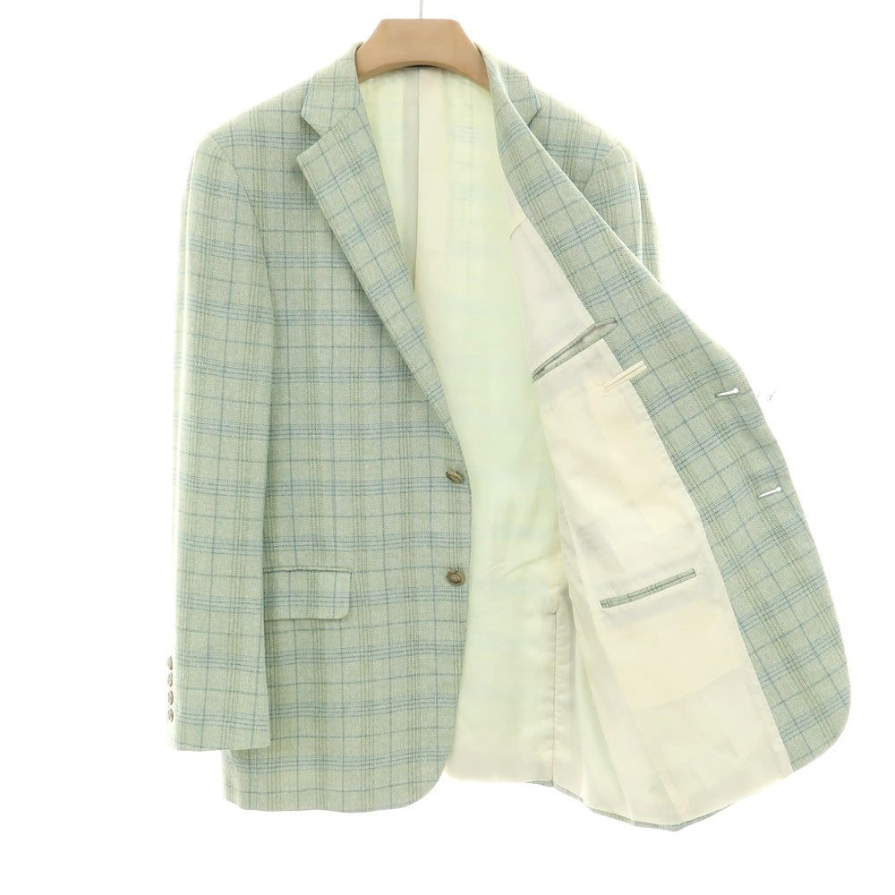 【中古】ヒッキーフリーマン HICKEY FREEMAN Beacon ウーステッドウールシルクリネン チェック 2B テーラードジャケット ライトグリーン【サイズ40】【 状態ランクA 】【 メンズ 】