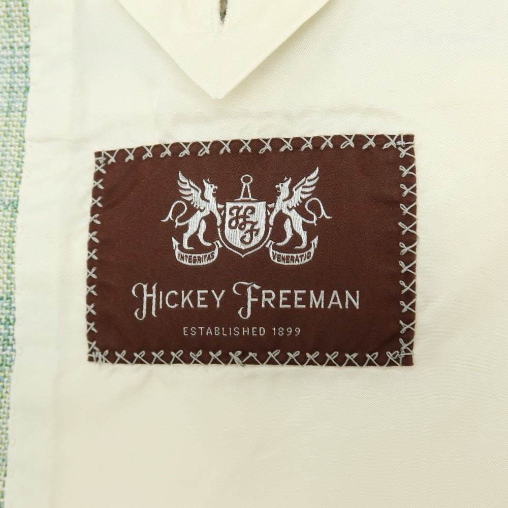 【中古】ヒッキーフリーマン HICKEY FREEMAN Beacon ウーステッドウールシルクリネン チェック 2B テーラードジャケット ライトグリーン【サイズ40】【 状態ランクA 】【 メンズ 】