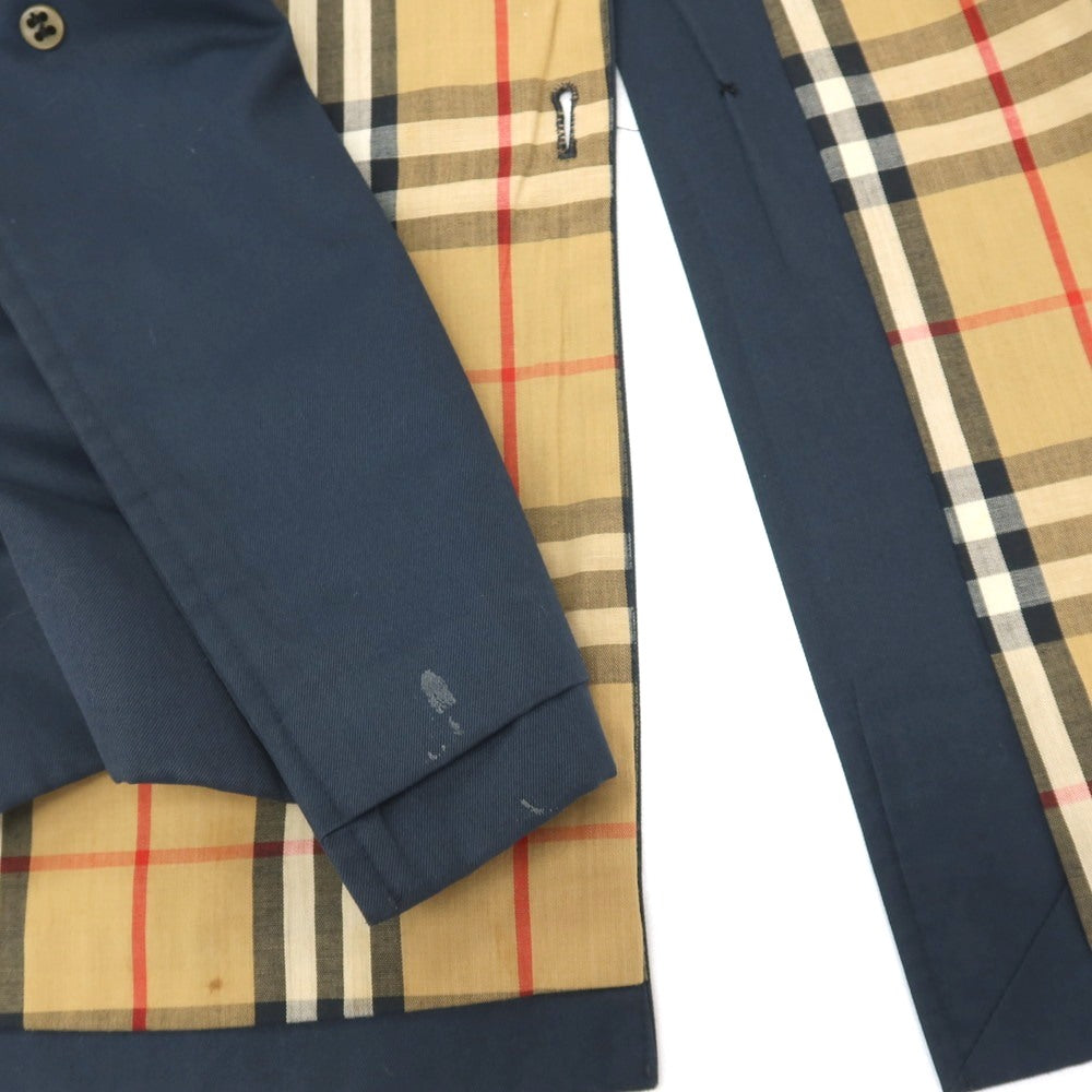 【中古】バーバリーズ Burberrys 90’s ポリエステルコットン シングル トレンチコート ネイビー【サイズS】【 状態ランクD 】【 メンズ 】