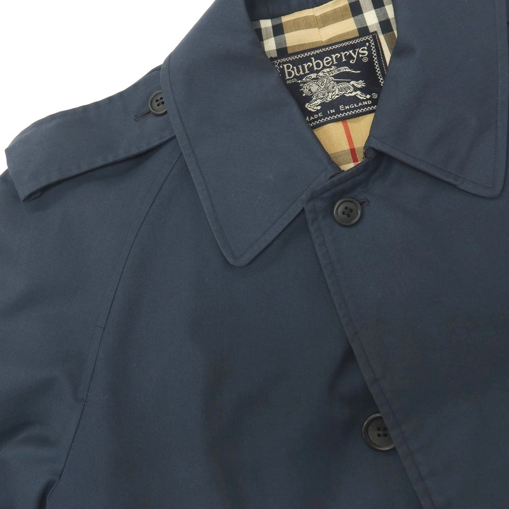 【中古】バーバリーズ Burberrys 90’s ポリエステルコットン シングル トレンチコート ネイビー【サイズS】【 状態ランクD 】【 メンズ 】
