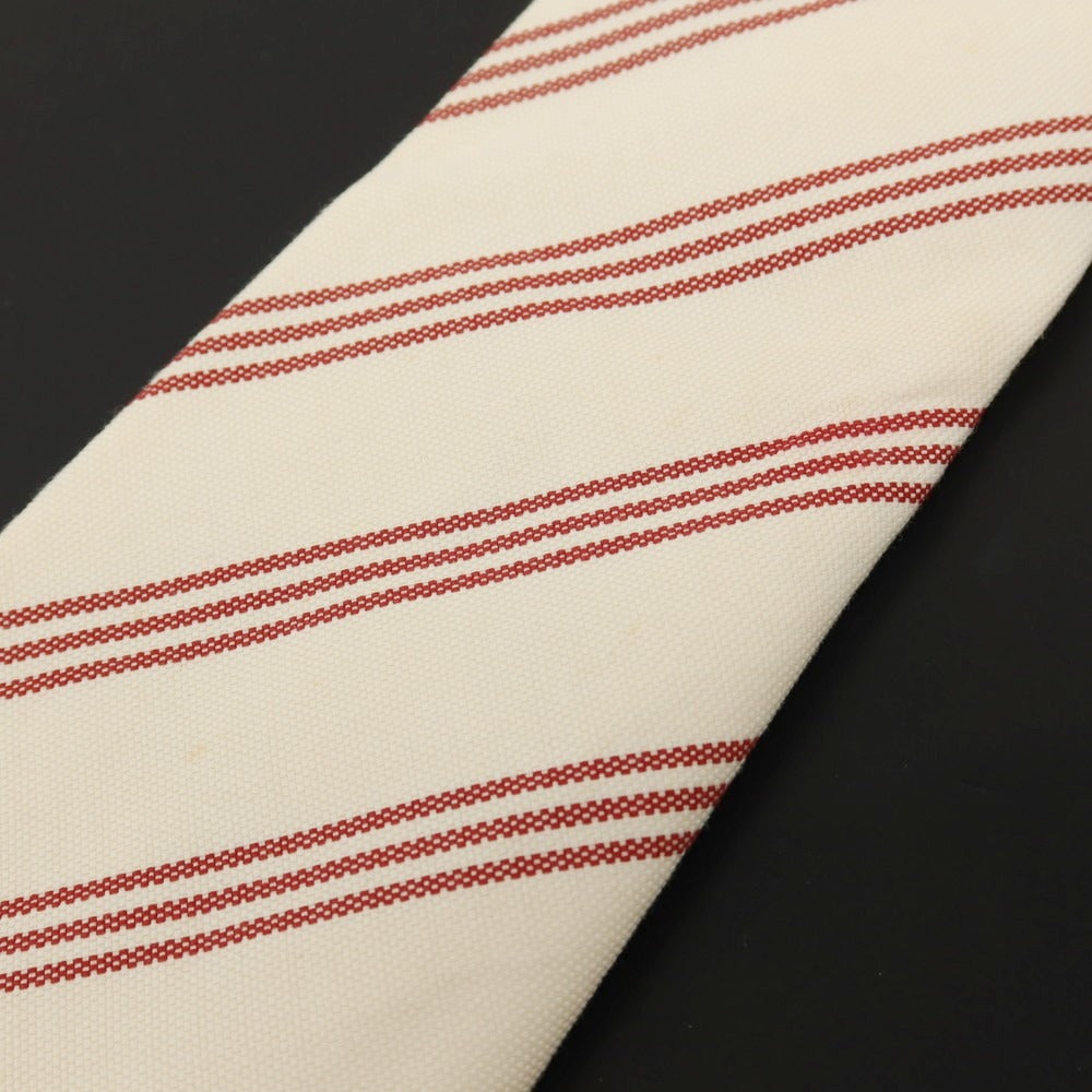 【中古】リベラーノ&リベラーノ LIVERANO&LIVERANO コットン ストライプ柄ネクタイ アイボリーxレッド【 状態ランクC 】【 メンズ 】