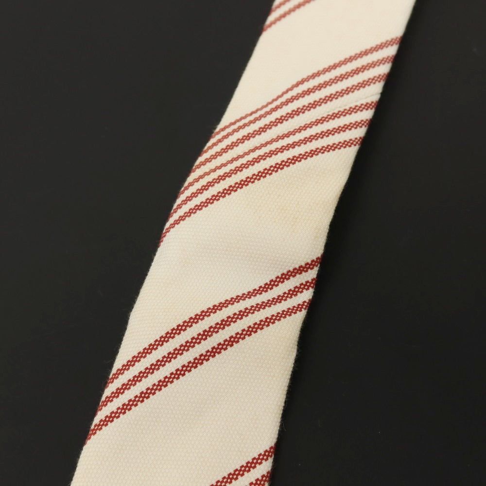 【中古】リベラーノ&リベラーノ LIVERANO&LIVERANO コットン ストライプ柄ネクタイ アイボリーxレッド【 状態ランクC 】【 メンズ 】