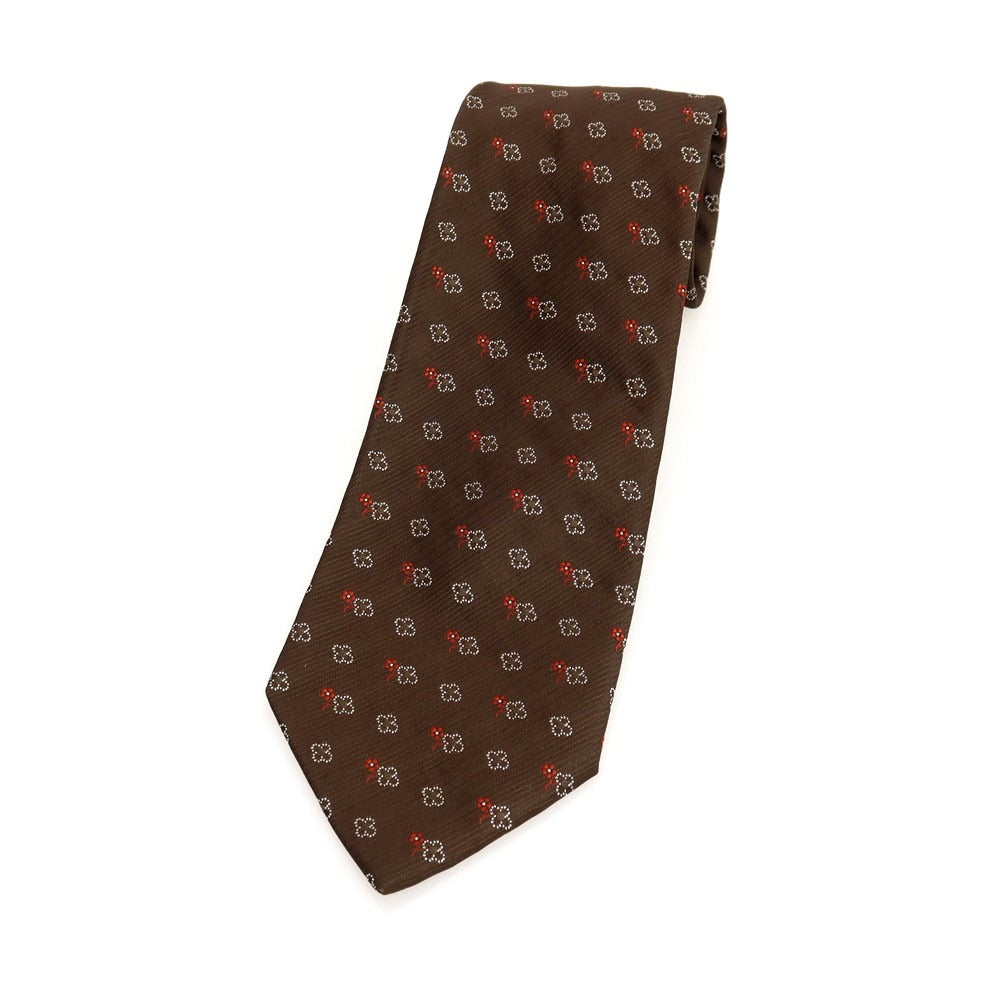 【中古】チェスターバリー Chester Barrie シルク 花小紋柄ネクタイ ブラウン【 状態ランクA 】【 メンズ 】