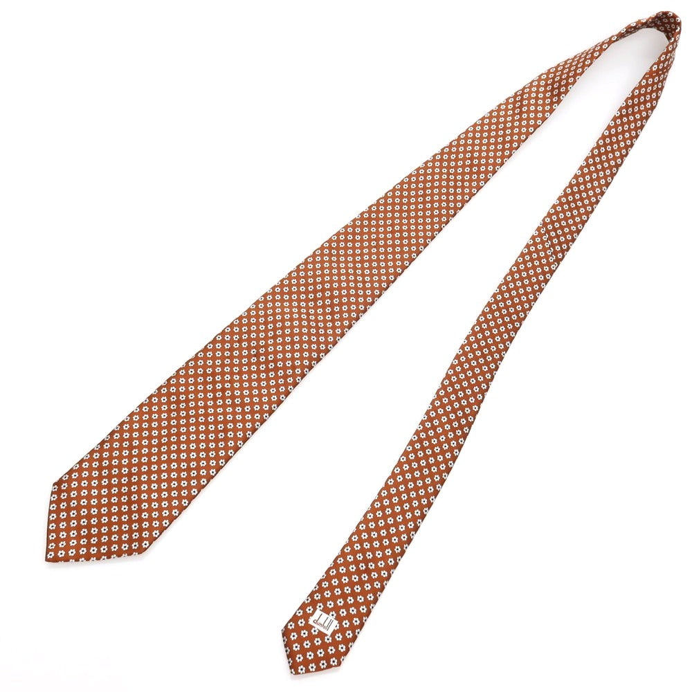 【中古】ダンヒル Dunhill シルク 花小紋柄ネクタイ ブラウン【 状態ランクA 】【 メンズ 】
