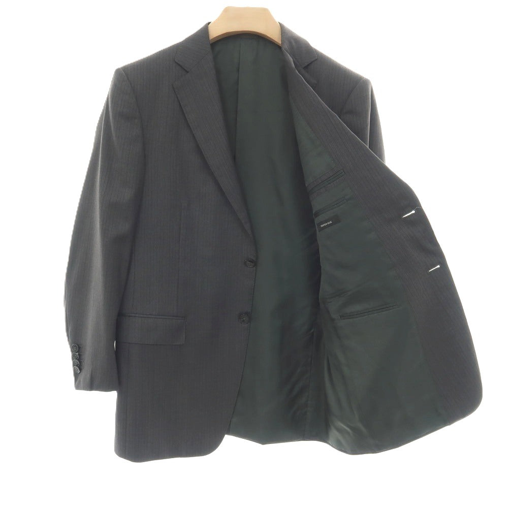 【中古】エルメネジルドゼニア Ermenegildo Zegna SU MISURA シルクウール ストライプ 2つボタンスーツ グレーxブラウン【サイズ上48/下50】【 状態ランクB 】【 メンズ 】
