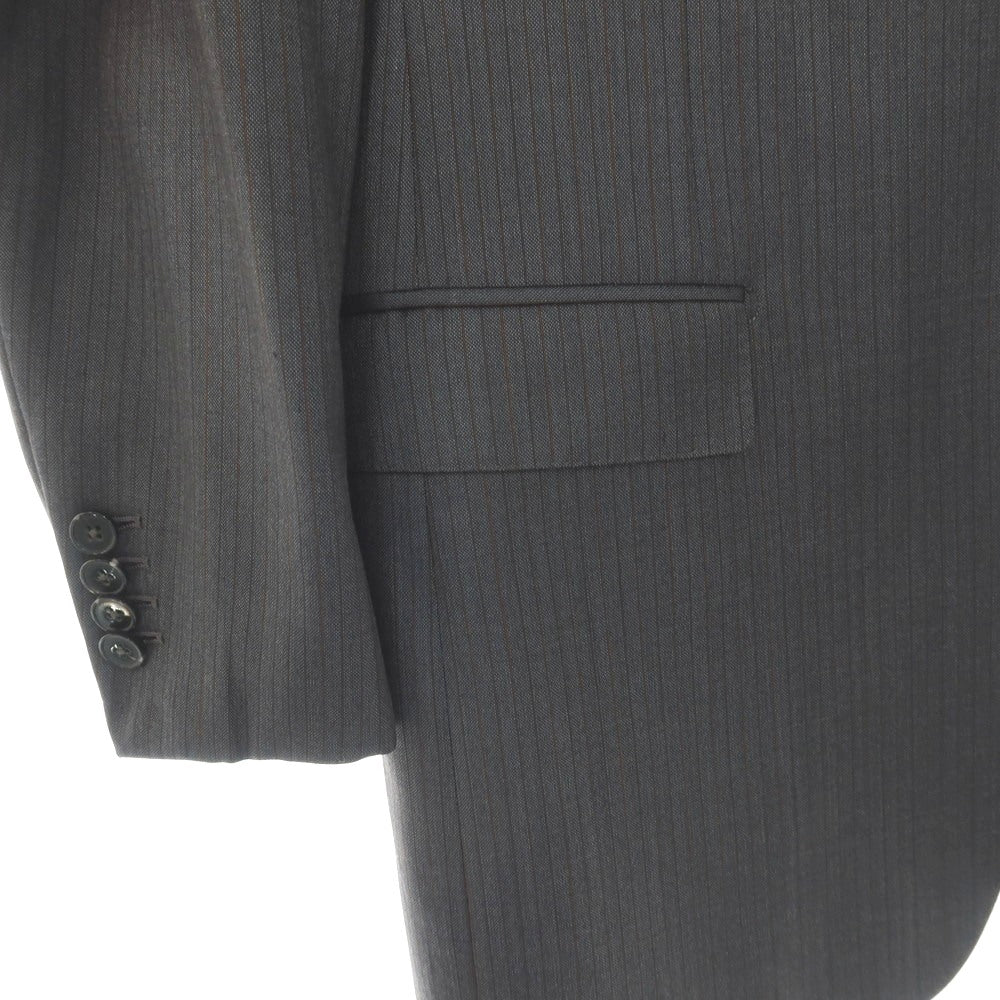 【中古】エルメネジルドゼニア Ermenegildo Zegna SU MISURA シルクウール ストライプ 2つボタンスーツ グレーxブラウン【サイズ上48/下50】【 状態ランクB 】【 メンズ 】