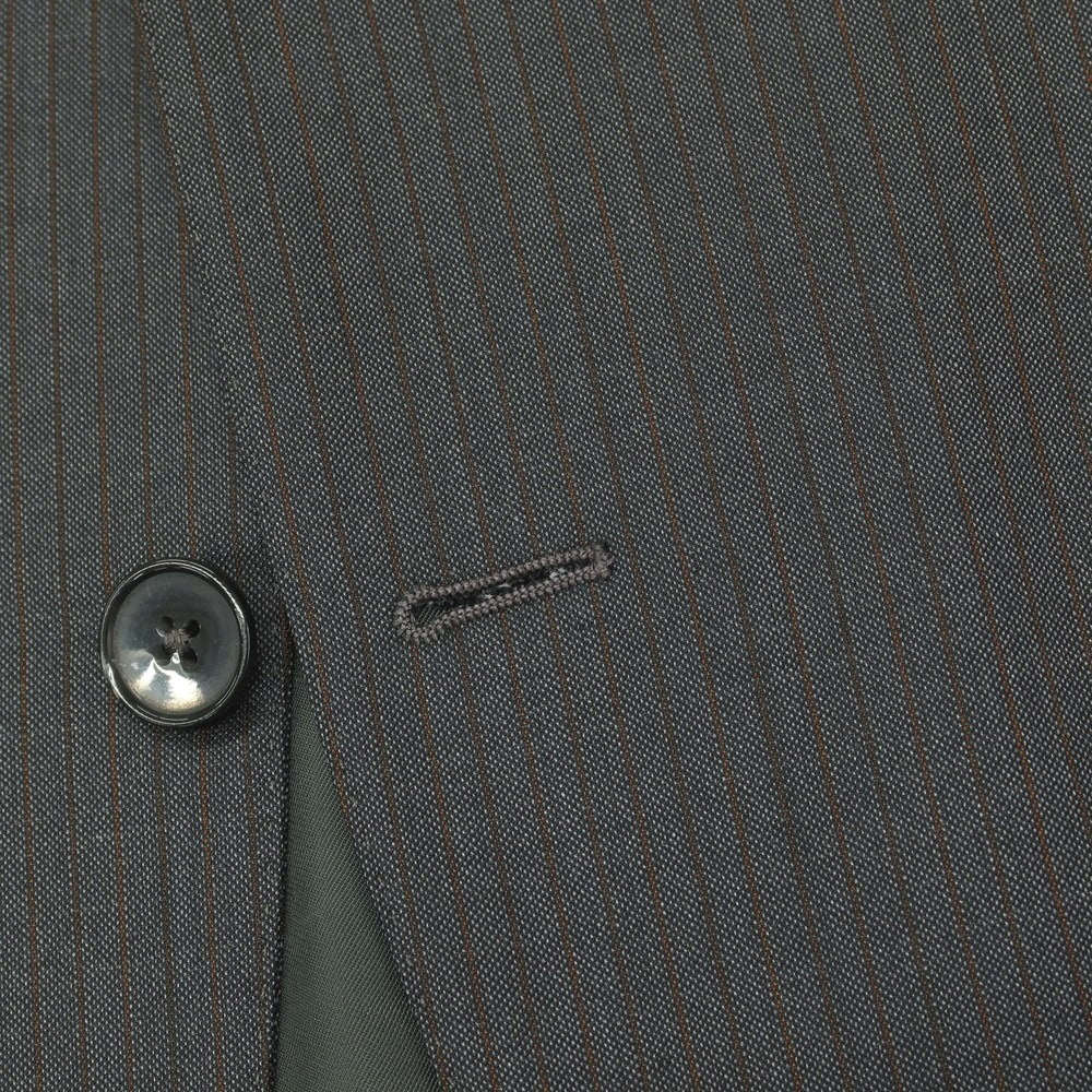 【中古】エルメネジルドゼニア Ermenegildo Zegna SU MISURA シルクウール ストライプ 2つボタンスーツ グレーxブラウン【サイズ上48/下50】【 状態ランクB 】【 メンズ 】