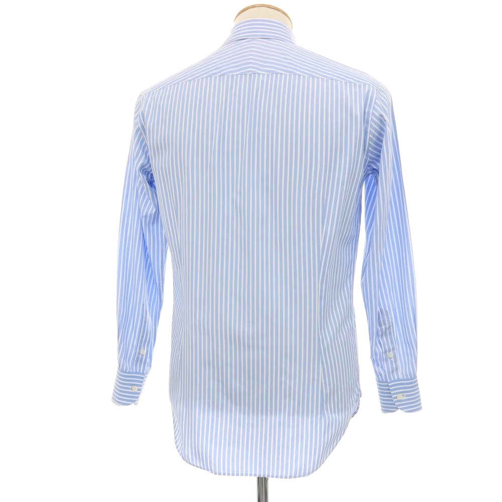 【中古】オリアン ORIAN BEAMS F別注 コットン ストライプ ワイドカラー ドレスシャツ ライトブルーxホワイト【サイズ37】【 状態ランクC 】【 メンズ 】