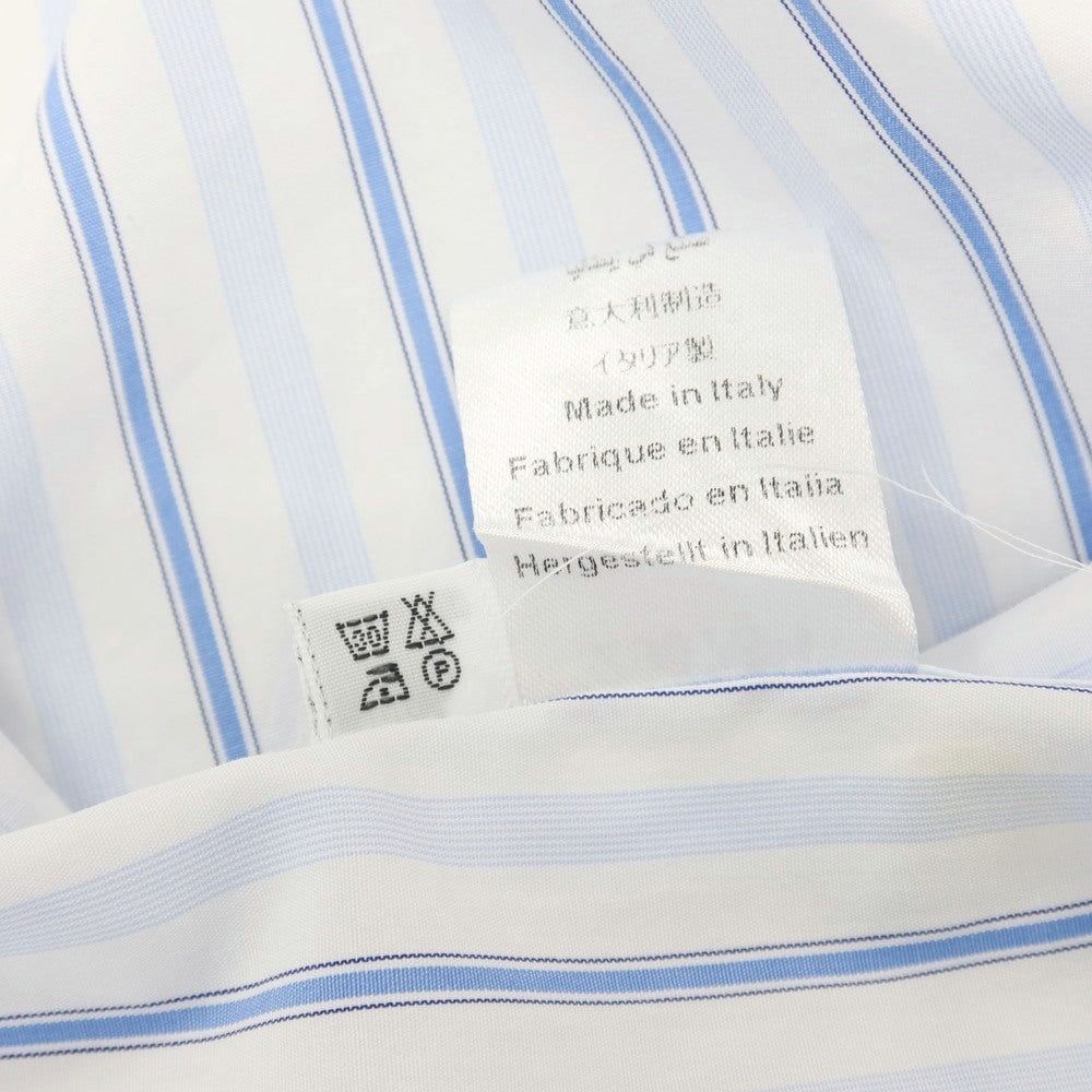 【中古】フィナモレ Finamore コットン ストライプ ワイドカラー ドレスシャツ ホワイトxブルー【サイズ40】【 状態ランクB 】【 メンズ 】