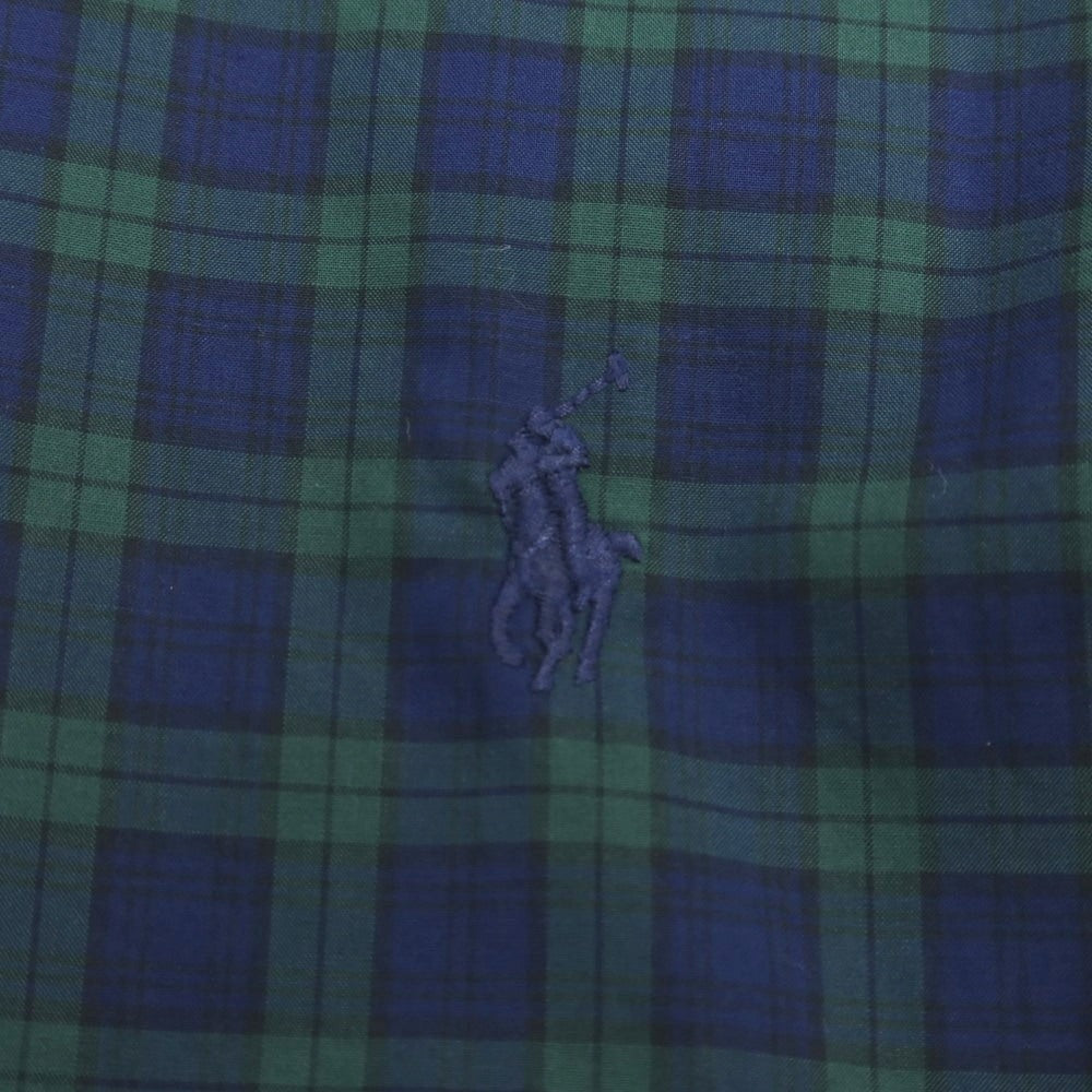 【中古】ラルフローレン RALPH LAUREN コットン パネル切替 チェック ボタンダウン カジュアルシャツ グリーンxレッド系【サイズS】【 状態ランクB 】【 メンズ 】
