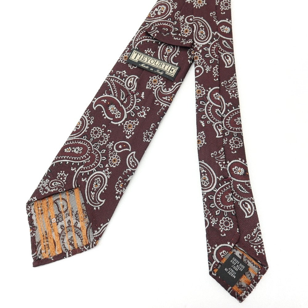 【中古】タイユアタイ TIE YOUR TIE シルク ジャカード ペイズリー柄ネクタイ ボルドー【 状態ランクB 】【 メンズ 】