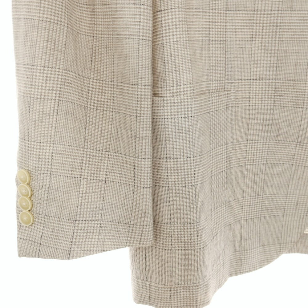 【中古】パルジレリ Pal Zileri リネン チェック 2B テーラードジャケット グレーxホワイト【サイズ54】【 状態ランクC 】【 メンズ 】