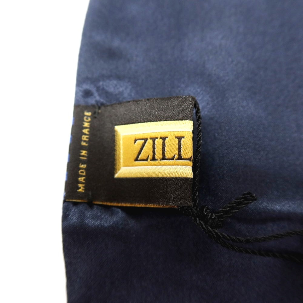 【中古】ジリー ZILLI シルク系 シェブロン調 プリント ストール ネイビーxブルー系【 状態ランクA 】【 メンズ 】