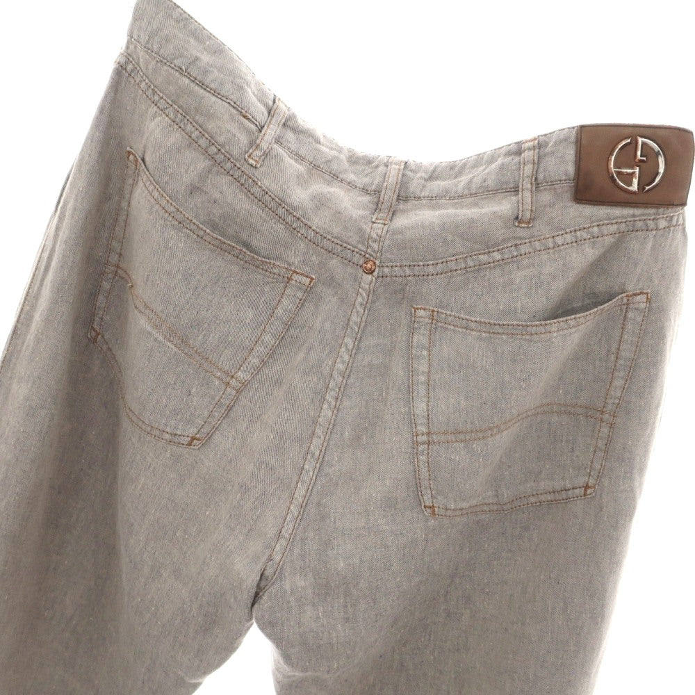 【中古】ジョルジオアルマーニ GIORGIO ARMANI リネン 5ポケットパンツ グレージュ【サイズ36】【 状態ランクC 】【 メンズ 】