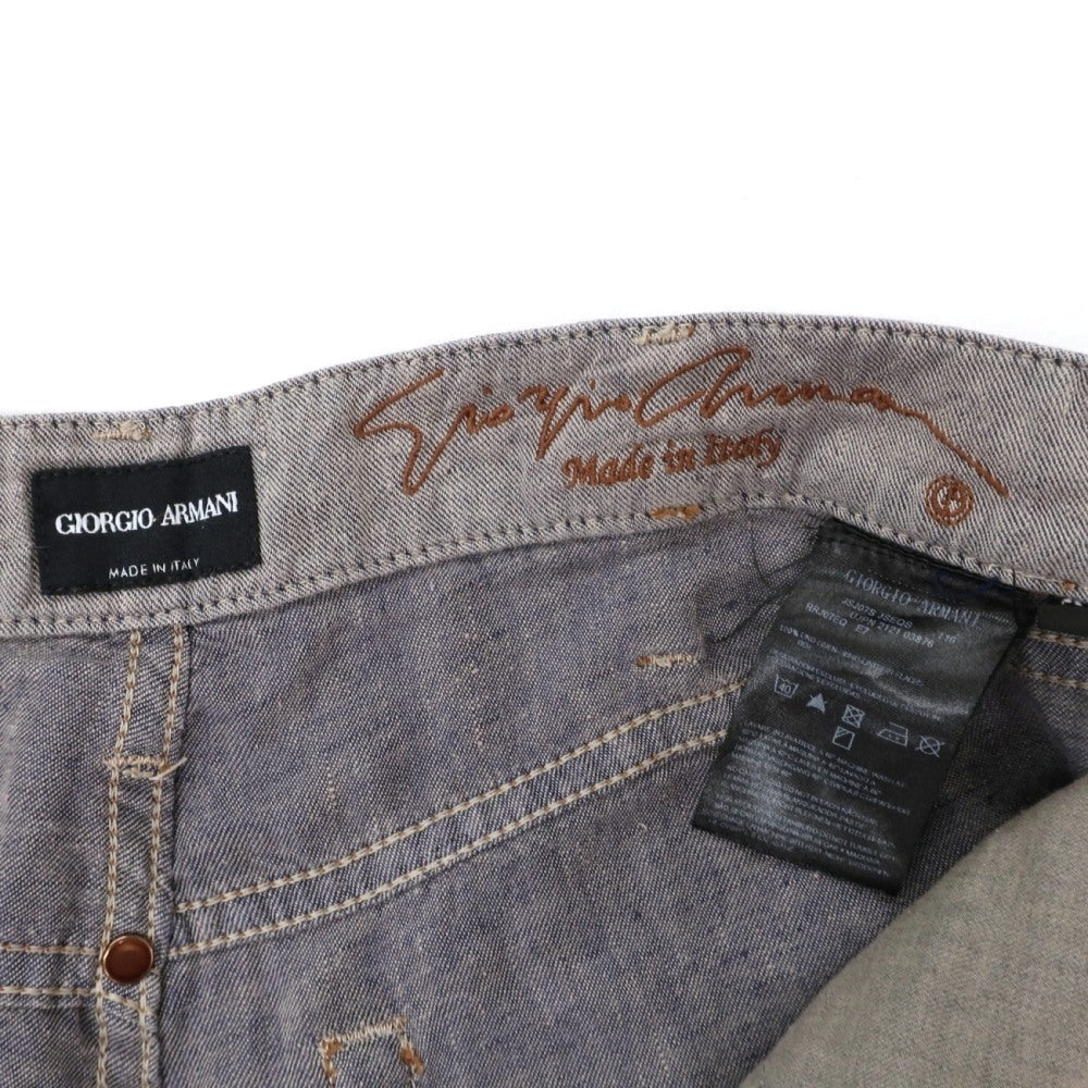 【中古】ジョルジオアルマーニ GIORGIO ARMANI リネン 5ポケットパンツ グレージュ【サイズ36】【 状態ランクC 】【 メンズ 】