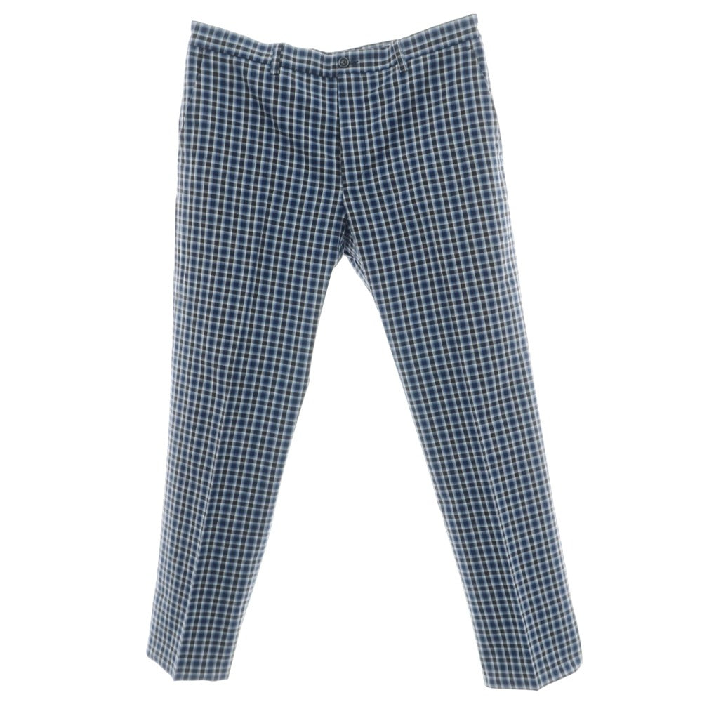 【中古】エトロ ETRO コットン チェック カジュアルスラックスパンツ ネイビー【サイズ52】【 状態ランクB 】【 メンズ 】