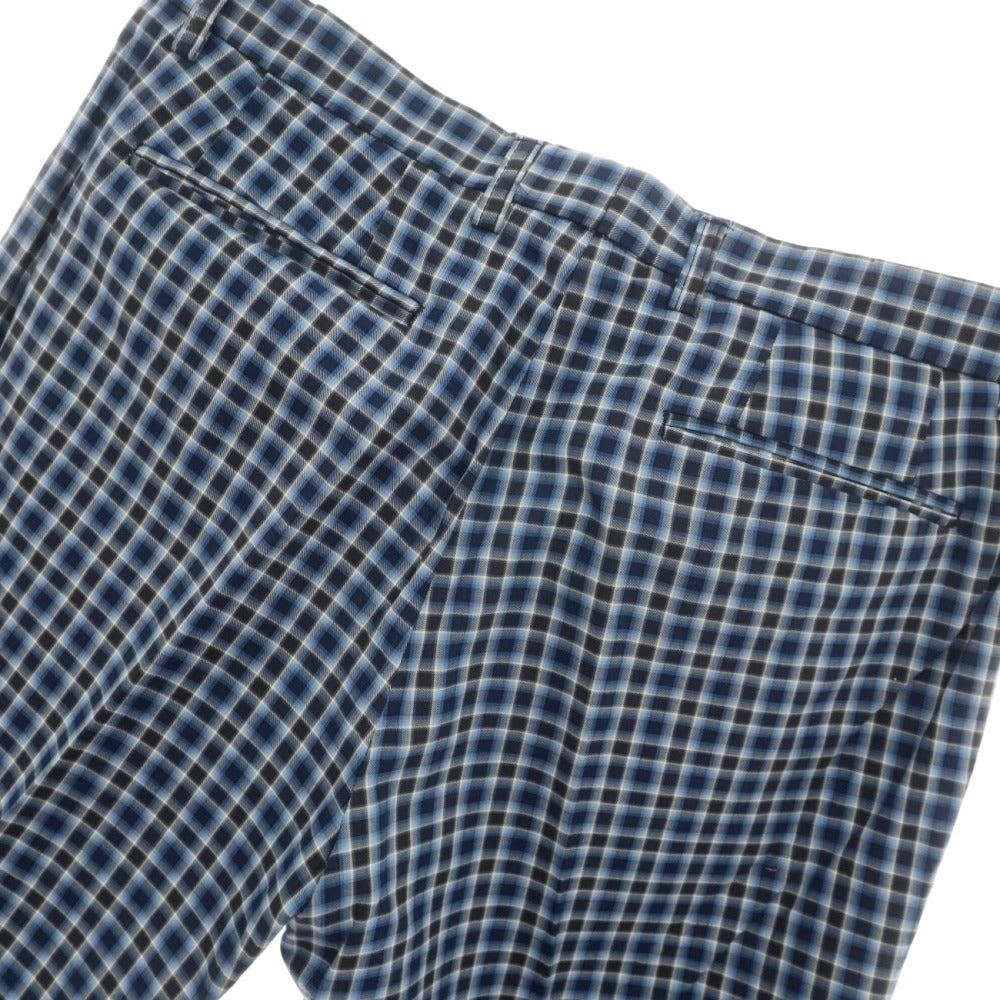 【中古】エトロ ETRO コットン チェック カジュアルスラックスパンツ ネイビー【サイズ52】【 状態ランクB 】【 メンズ 】