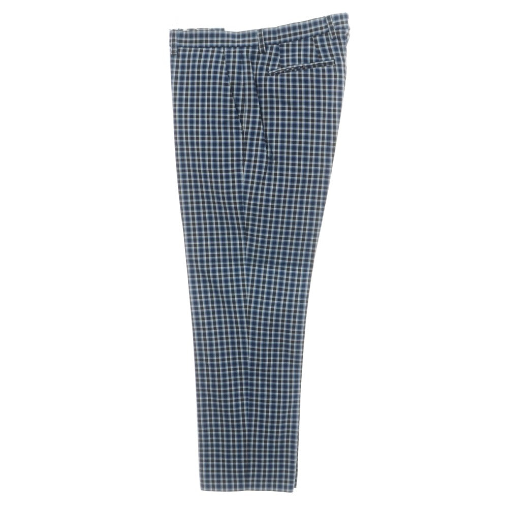 【中古】エトロ ETRO コットン チェック カジュアルスラックスパンツ ネイビー【サイズ52】【 状態ランクB 】【 メンズ 】