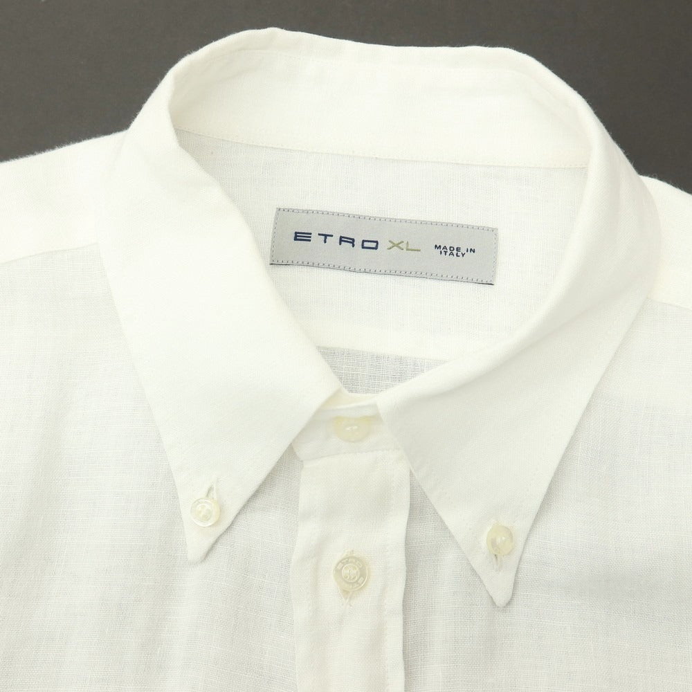 【中古】エトロ ETRO リネン ボタンダウン カジュアルシャツ ホワイト【サイズXL】【 状態ランクC 】【 メンズ 】