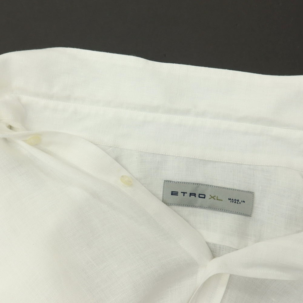 【中古】エトロ ETRO リネン ボタンダウン カジュアルシャツ ホワイト【サイズXL】【 状態ランクC 】【 メンズ 】
