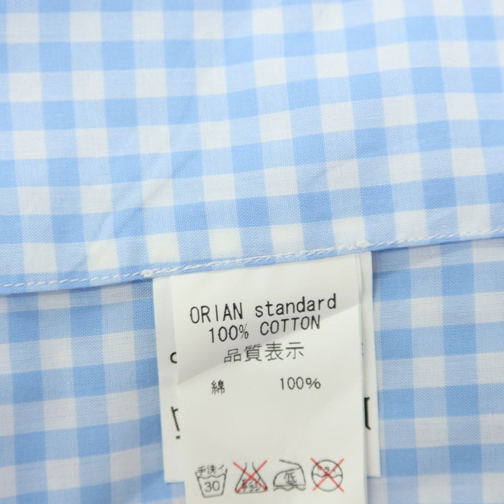 【中古】オリアン ORIAN コットン ギンガムチェック ボタンダウンワンピースカラー カジュアルシャツ ライトブルーxホワイト【サイズ43】【 状態ランクB 】【 メンズ 】