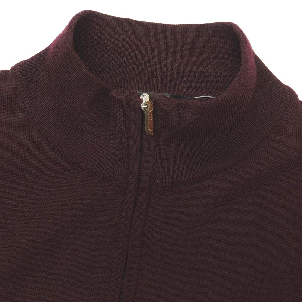 【中古】コルネリアーニ CORNELIANI ウール ハーフジップ スタンドカラー プルオーバーニット ダークバーガンディパープル【サイズ52】【 状態ランクB 】【 メンズ 】
