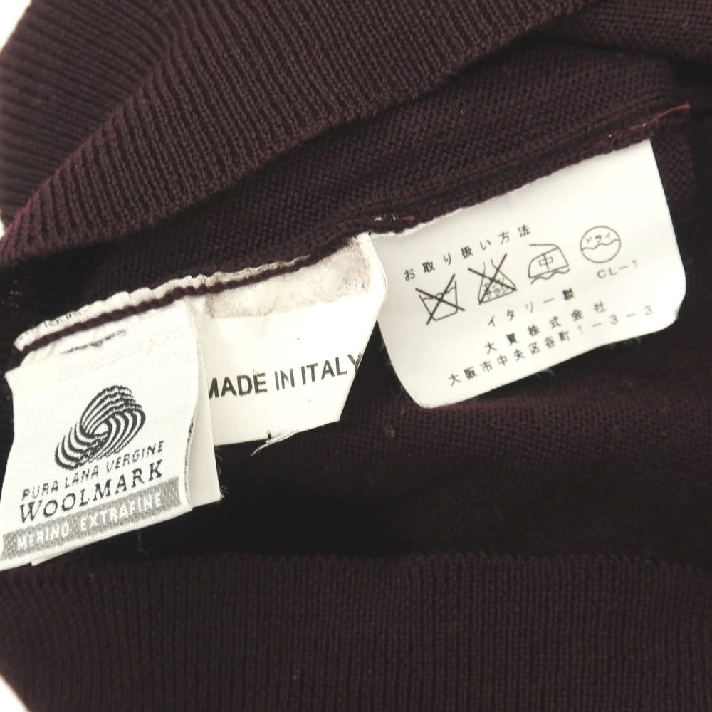 【中古】コルネリアーニ CORNELIANI ウール ハーフジップ スタンドカラー プルオーバーニット ダークバーガンディパープル【サイズ52】【 状態ランクB 】【 メンズ 】
