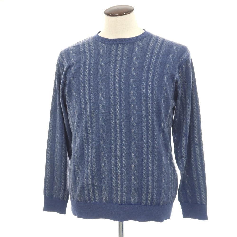 【中古】カルネヴァーレ 1951 CARNEVALE 1951 LUXURY ウール混 ケーブル編み柄プリント プルオーバーニット ネイビーブルー【サイズ表記なし(L位)】【 状態ランクB 】【 メンズ 】