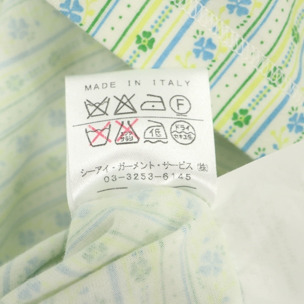 【中古】マーロ Malo ストレッチコットン クルーネック クローバー プリント 半袖Tシャツ グリーン系【サイズ54】【 状態ランクA 】【 メンズ 】